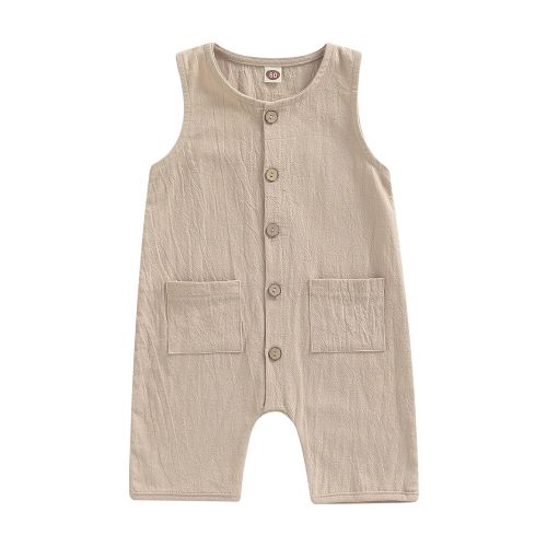 Bagilaanoe Newborn Baby Boy Jumpsuit 6 12 18 24 Months Infant Outfit Sleeveless Button Down One Piece Romper Playsuit Summer Clothes