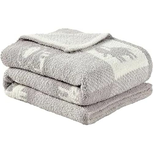 CREVENT 30"X40" Cozy Soft Warm Knitted Baby Blanket for Girls Boys, Newborn Essentials for Infant, Baby Shower Receiving Gift - Animal Grey 75X100cm