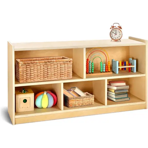 wingyz Wooden Storage Cabinet, 5-Section Montessori Bookshelf, Kids Toy Storage Organizer Book Shelf for Kids Rooms, Classroom, Playroom, Nursery, Preschool Book Shelves