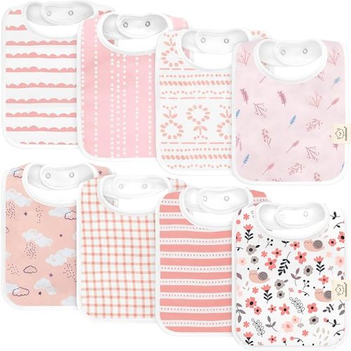 KeaBabies 8-Pack Organic Baby Bibs for Boys, Girls - Large & Absorbent Cotton Drool Baby Bibs 6-12 Months, Eating, Teething Toddler Boy, Girl Newborn Spit Up, Ultra Soft &Machine Washable(Sweet Charm)