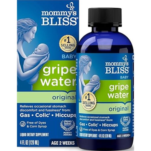 Mommy's Bliss Gripe Water Original, Infant Gas & Colic Relief, Gripe Water for Babies, Gentle & Safe, 2 Weeks+, 4 Fl Oz (Pack of 1)