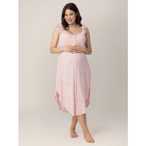 Ruffle Strap Labor & Delivery Gown | Burgundy Plum - Kindred Bravely