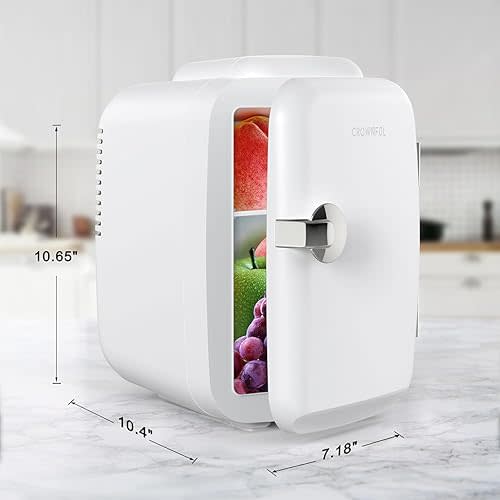 CROWNFUL Mini Fridge, 4 Liter/6 Can Portable Cooler for Breastmilk