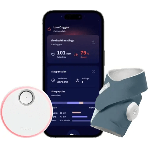 Owlet Dream Sock – Smart Wearable Baby Monitor, Infant SpO2 Monitor Tracks Heart Rate & Oxygen - Parents Receive Alerts, Sleep & Health Insights via App - Bedtime Blue