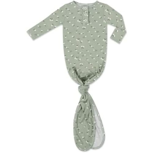 Checkered Knotted Gown Baby Newborn, Viscose derived from Bamboo, Infant Sleeper with Mittens, Baby Girl, Baby Boy