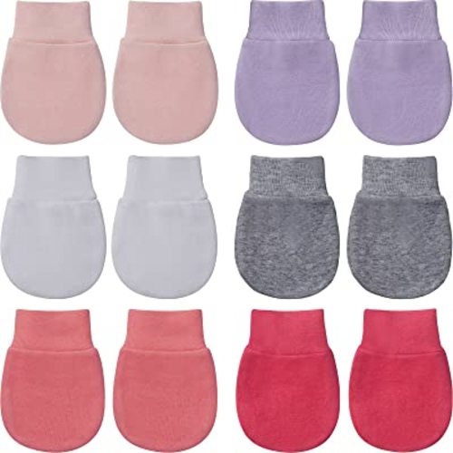 6 Pairs Newborn Baby Mittens No Scratch Gloves Infant Toddler Anti Scratch Essentials Unisex Cotton for 3-9 Months Girls Boys