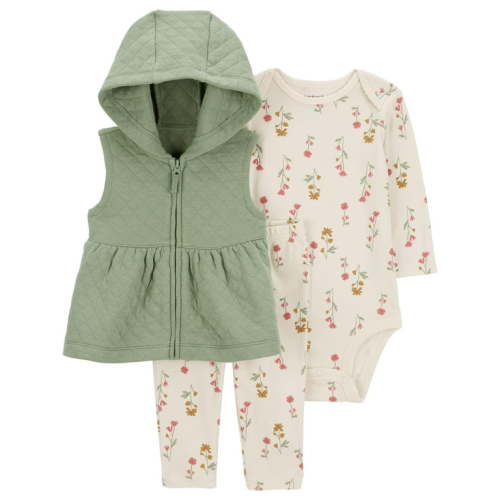 Carter's Child of Mine Baby Girl Vest Outfit Set, 3-Piece, Sizes 0/3-24 Months