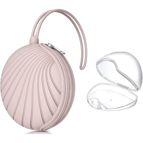 Smlpuame Pacifier Holder Case,BPA Free Portable Pacifier Storage Container,Silicone Baby Pacifier Cover Pouch for Diaper Bag Stroller,Travel Outdoor Activities,Easy to Clean(Shell & Pink)