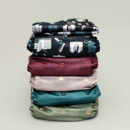 New Parent Starter Bundle: Set of 5 Pocket Cloth Diapers with Athletic Wicking Jersey and More