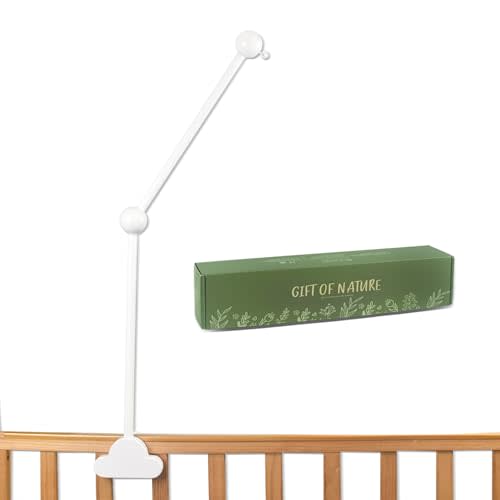 HLEEDUO 27 Inches Crib Mobile Arm - 360 Rotating, White Wooden, Adjustable Accessories, Safe Anti-Slip Set, Mobile Holder