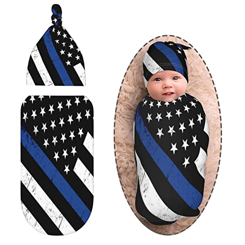 Newborn Swaddle Blanket With Matching Beanie Hat Set Receiving Wrap Baby Blanket Shower Gifts Swaddlers