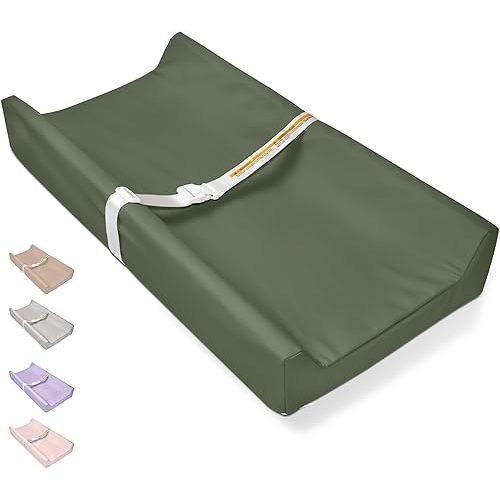 Vegan Leather Baby Changing Pad - Diaper Wipeable Changing Pad, Waterproof Cover Changing Mat for Dresser and Table,Taupe (Dark Green)