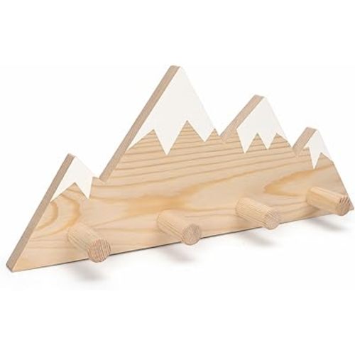 Mountain Wall Hooks - Woodland Nursery Decor - Wall Mount Organizer for Kids Coats & Towels - Ideal Adventure Mountain Decor Baby Shower Gifts - Natural Finish