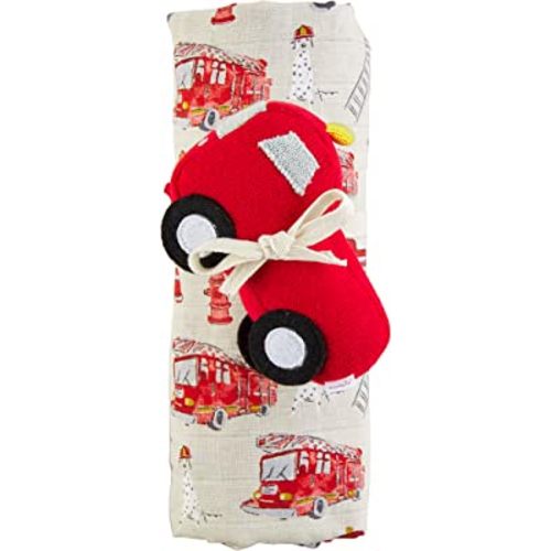 Firetruck Swaddle and Rattle