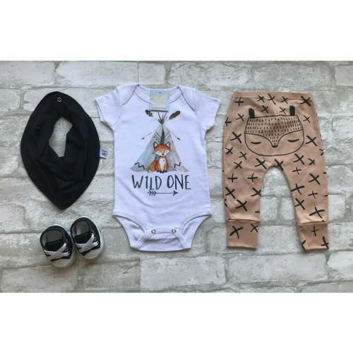 Lovely Newborn Baby Boy Girl Fox print Clothes Tops Romper+Harem Pants Outfits