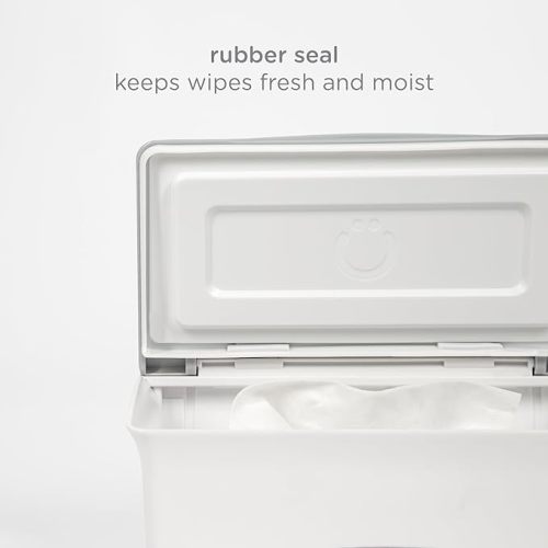Ubbi Baby Wipes Dispenser, Baby Wipes Case, Baby Wipes Holder With Weighted Plate, Keeps Wipes Fresh And Non-Slip Rubber Feet, Gray