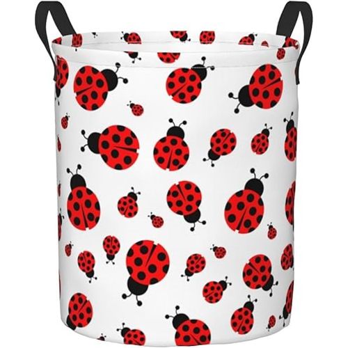 Foruidea Ladybug Laundry Basket,Laundry Hamper,Collapsible Storage Bin, Oxford Fabric Clothes Baskets,Nursery Hamper For Home,Office,Dorm,Gift Basket