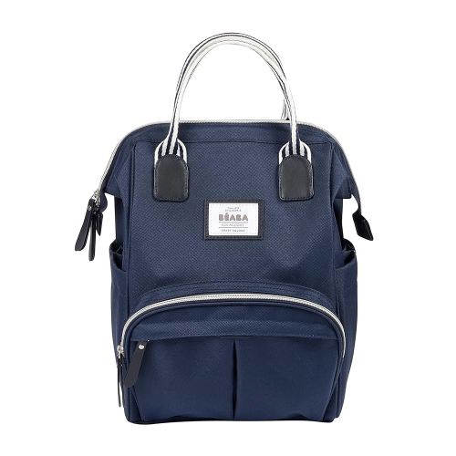 BEABA Wellington Diaper Bag Backpack, Mom Dad Diaper Backpack, Girls Boys Multi-Function Baby Travel Bag with Changing Pad and Stroller Straps, (Navy)