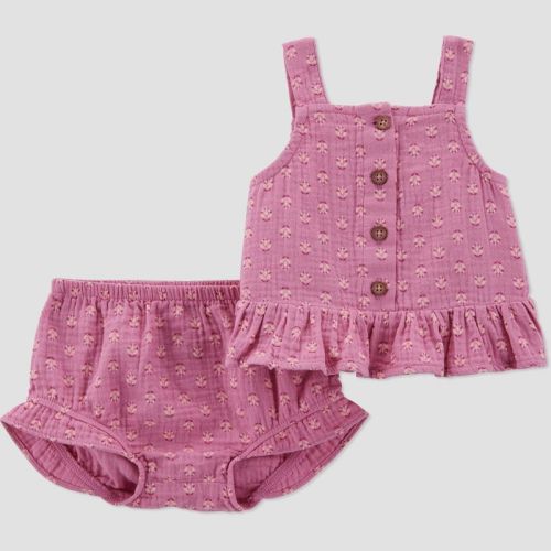 Carter's Just One You® Baby Girls' Geo 2pc Top & Bottom Set - Purple 12M