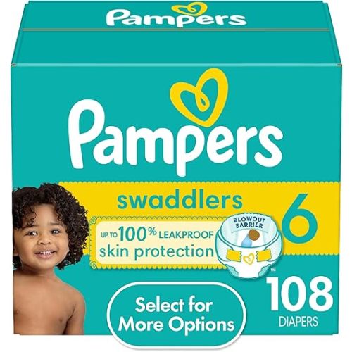 Pampers Diapers Size 6, 108 Count - Pampers Swaddlers Disposable Baby Diapers (Packaging & Prints May Vary)