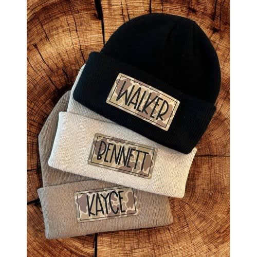 Personalized Camo Name Beanie - STYLE CD - Green Duck