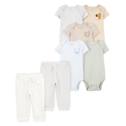 Baby 7-Piece Animals Short-Sleeve Bodysuits & Pull-On Pants Set | Carter's