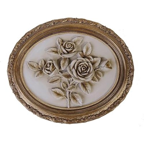 S-MANTIS Vintage Wall Sculpture,Antique Pediment,Hallway Wall Art,Hand Painted Flower Wall Decoration Accent Artworks for Indoor Kitchen Bedroom Living Room Office Outdoor Garden Patio (Bronze & White)