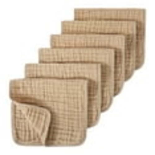 CZHQWE Muslin Washcloths Baby Muslin Fabric Muslin Burp Cloths 6 Pack Large 20" By 10" 100% Cotton 6 Layers Extra Absorbent And Soft Khaki