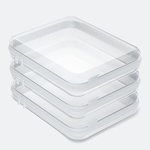 3PCS Clear Hard Shell Zipper Case,Portable Cosmetic Bag with Zipper, Toy Storage Organizer Bins,Hard Plastic Case,Clear Bags for Organizing.