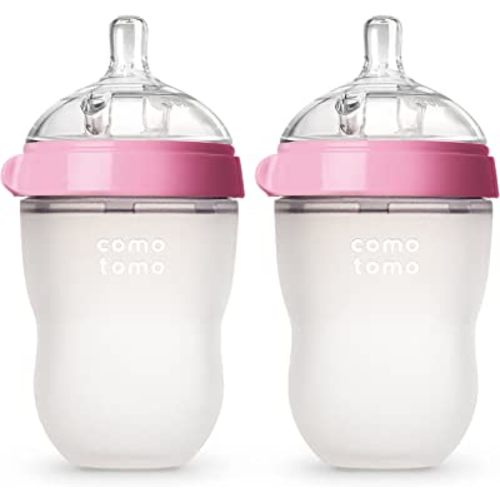 Comotomo Baby Bottle, Pink, 8 Ounce (2 Count)