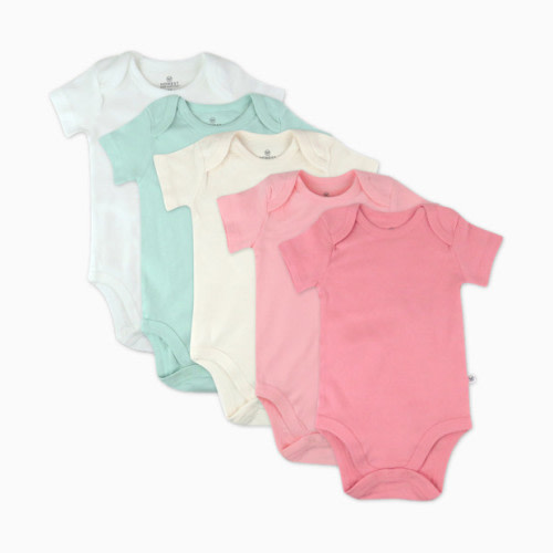 5-Pack Organic Cotton Short Sleeve Bodysuits - Strawberry Cream