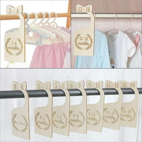 Loyerfyivos Baby Closet Size Dividers Baby Closet Organizer – Durable Birch Baby Closet Dividers from Newborn to 24 Months – Timeless Etched Design for Any Nursery Decor (Set of 7)