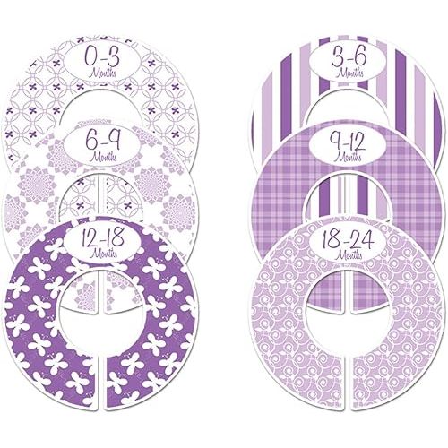 6 Baby Girl Nursery C134 Clothing Size Closet Dividers Purple Theme