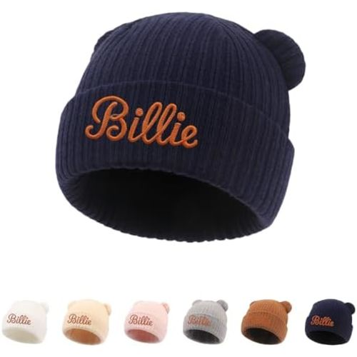 Personalized Newborn Beanie Hat Custom Warm Infant Embroidered Boy Hats Personalized Winter Knit Hats for Babies