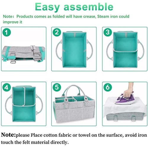 Baby Diaper Caddy Organizer for Boy or Girl Large Nursery Storage Bin Basket Portable Holder Tote Bag for Changing Table and Car Baby Shower Gifts Newborn Essentials Stuff Registry Must Haves Item - green