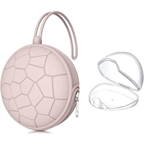 Smlpuame Pacifier Holder Case,BPA Free Portable Pacifier Storage Container,Silicone Baby Pacifier Cover Pouch for Diaper Bag Stroller,Travel Outdoor Activities,Easy to Clean(Football & Pink)