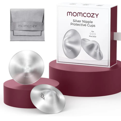 Momcozy 999 Silver Nursing Cups Original Perforated Breathable Design, 999 Silver Nipple Cover for Breastfeeding Essential, Silver Nipple Shield for Nursing Newborn, Metal Nipple Shields, Regular Size