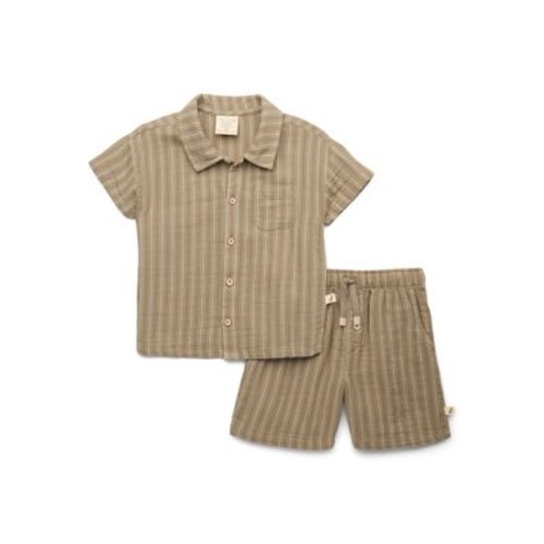 easy-peasy Toddler Boys’ Organic Cotton Shirt and Shorts Outfit Set, 2-Piece, Sizes 18M-5T