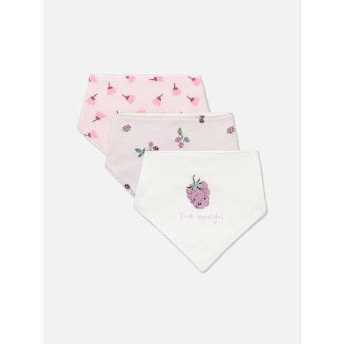 3-Pack Berry Graphic Bandana Bibs