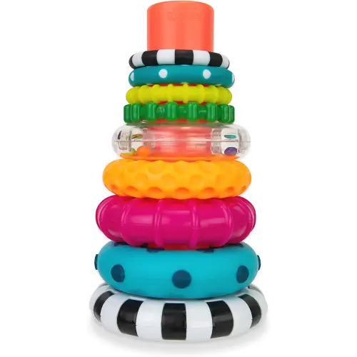 Sassy Stacks of Circles Stacking Ring STEM Learning Toy, Age 6+ Months, Multi, 9 Piece Set