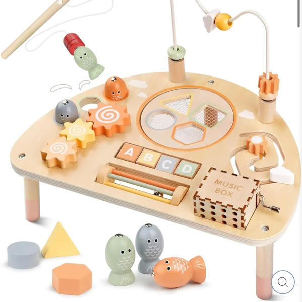 Montessori 8-in-1 Wooden Activity Table for Toddlers