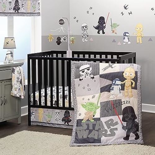 Lambs & Ivy Star Wars Classic 3-Piece Baby Crib Bedding Set - Yoda/Darth Vader