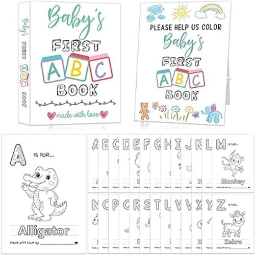 Baby's First ABC Book Baby Shower Activity Keepsake Game, ABC Coloring Baby Shower Guest Book Alternative, Baby's First Alphabet Coloring Book, Alphabet A to Z Coloring Pages