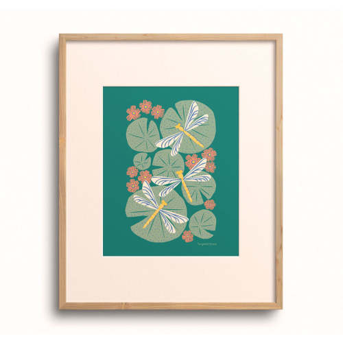 Lilies & Dragonflies Art Print