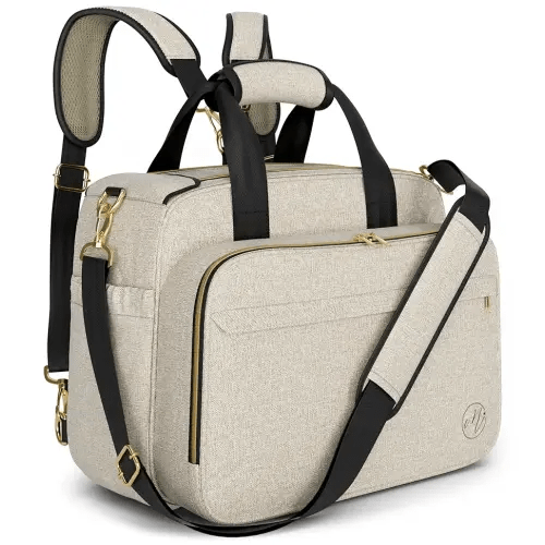 4 in 1 Convertible Diaper Bag Tote for Baby Boys and Girls - Converts into Diaper Backpack, Tote Bag, Stroller Bag and Crossbody Diaper Bag - Beige Baby Travel Bag - Gift for Mom