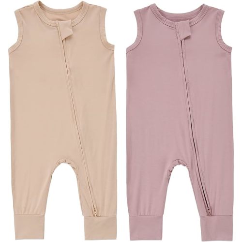 Baby Sleeveless Romper Zipper Summer Jumpsuit Rayon from Bamboo - 0-3 Months
