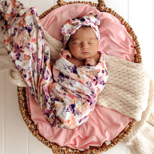 Blushing Beauty Organic Jersey Wrap & Topknot Set