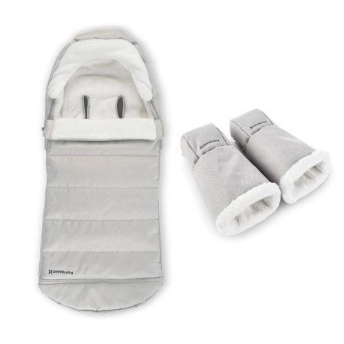 UPPAbaby Cozy Bundle, Includes CozyGanoosh and CozyHandmuff, Easily Attaches to Stroller, Ultra-Plush, Weather-Proof – Savannah (Pearl Gray Jacquard)