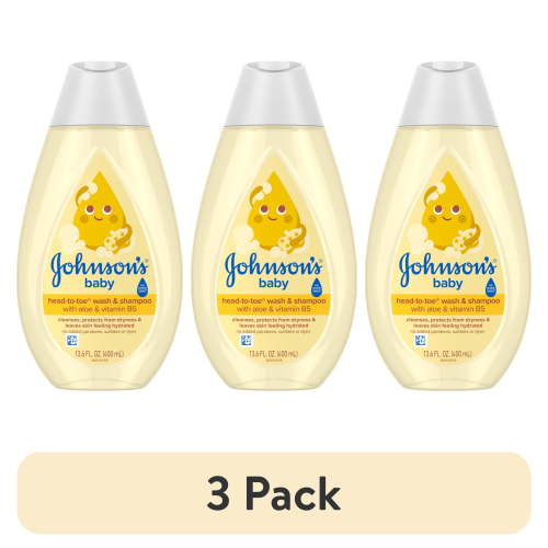 (3 pack) Johnson's Baby Head-To-Toe 2-in-1 Baby Wash & Shampoo, 13.6 fl. oz