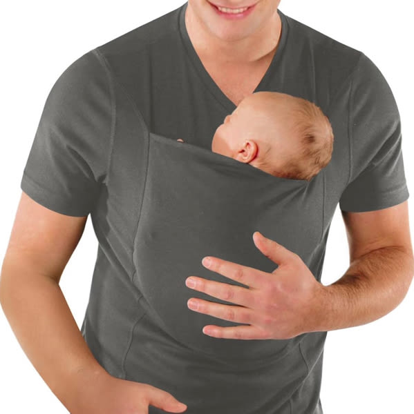 Mens Dad Shirts Baby Carrier Shirt Short Sleeve Skin to Skin New Dad Gifts T-Shirt with Pocket